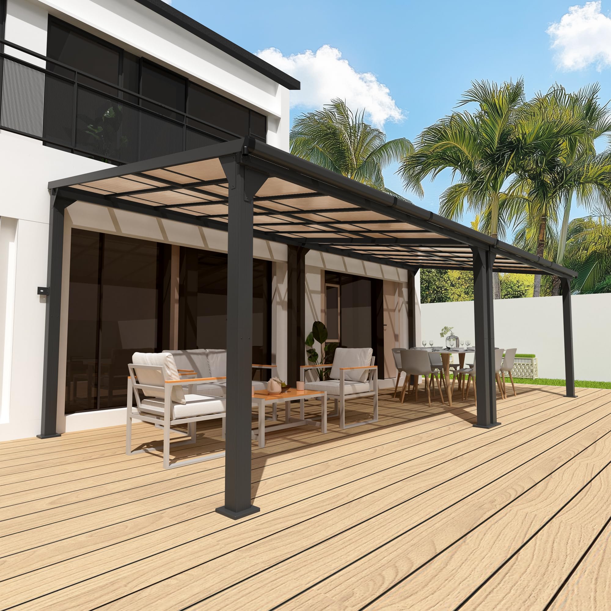 Photo 1 of ***MISSING PARTS***
Pamapic 10 * 24FT Wall Mounted Gazebo,4*4 Inch Thickened Pillars & Enlarged Base,Outdoor Hardtop Lean to Pergola,Aluminum Frame Pergola,UV Resistant Polycarbonate Roof,Outdoor Patio Awnings for Deck
