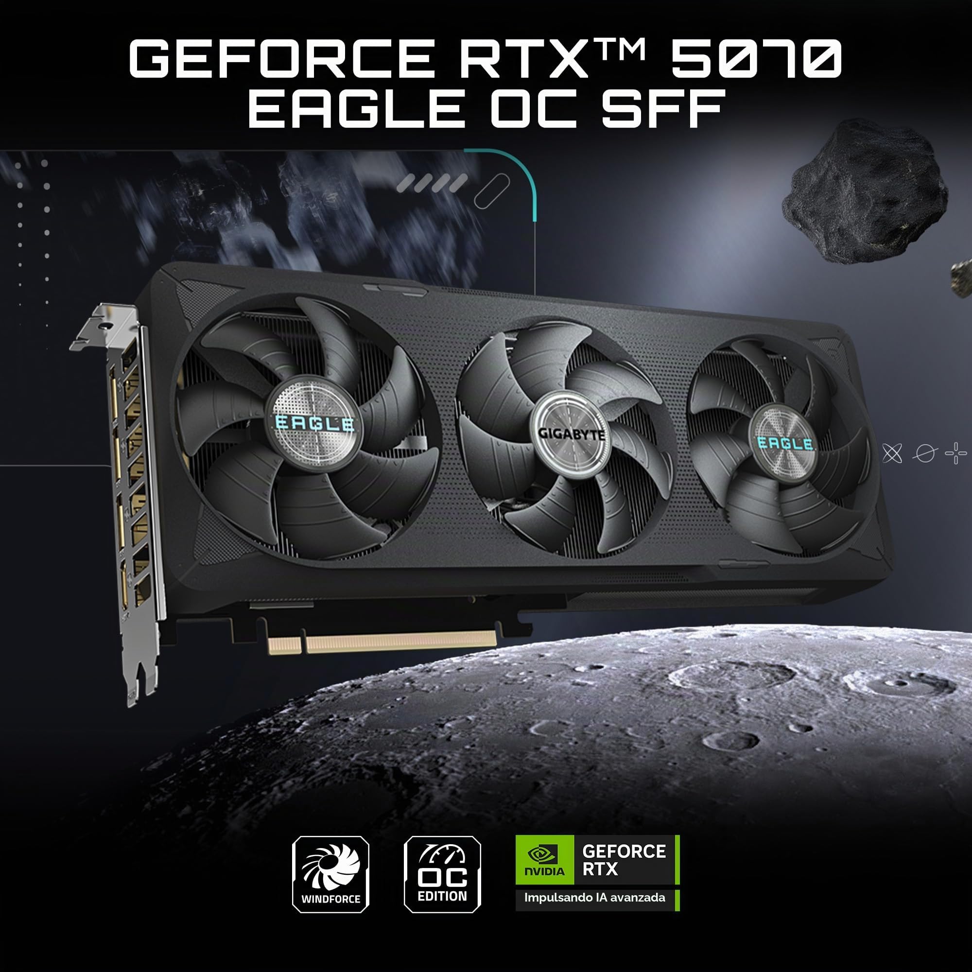 GIGABYTE Tarjeta gráfica GeForce RTX 5070 Eagle OC SFF 12G, 12 GB 192 bits GDDR7, PCIe 5.0, sistema de refrigeración WINDFORCE, tarjeta de video GV-N5070EAGLE OC-12GD