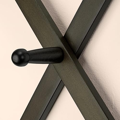 Miniatura 5 de SKOLOO Percha de pared de acordeón con 16 ganchos, moderno perchero expandible para pared, madera maciza, color nogal oscuro