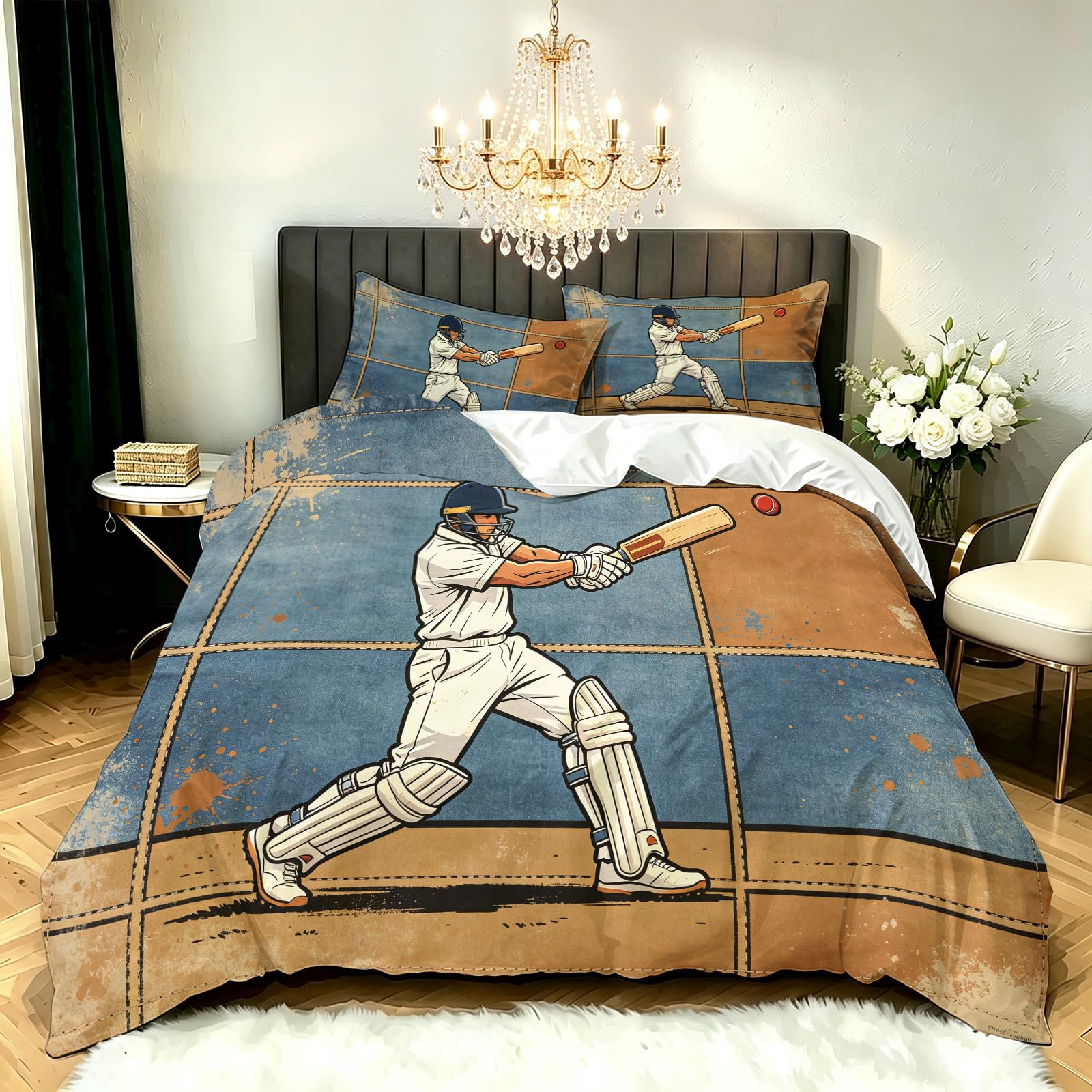 Set Copripiumino Una Piazza e Mezza Giocatore Di Cricket