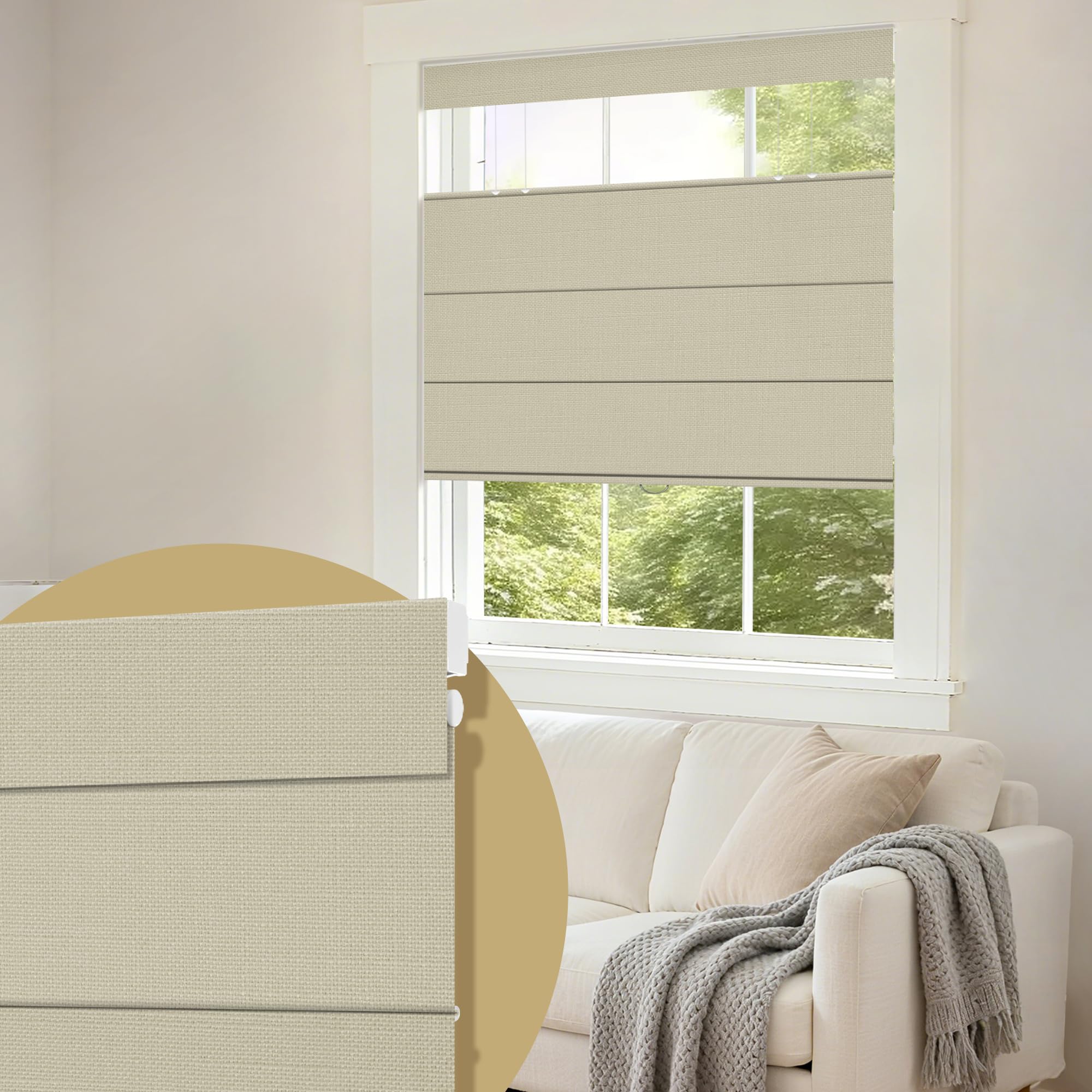 HOTSOON Top Down Bottom Up Cordless Roman Shades,Blackout Roman Blinds for Living Room,Bedroom,Office etc,No Fary,Protect Privacy,Thermal Insulation,