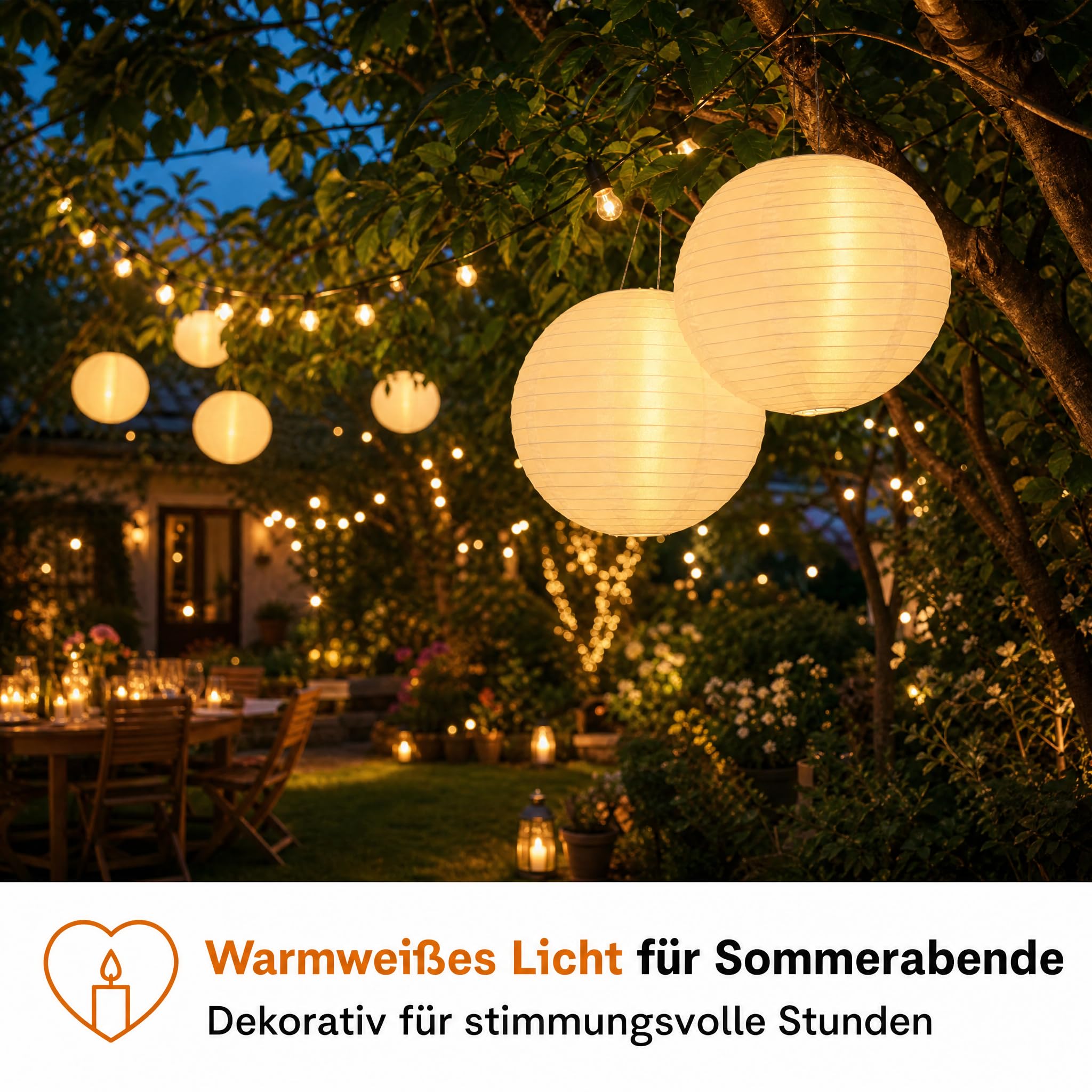 Hellum Lampions außen wetterfest 7er Set LED warmweiß mit Fernbedienung Ø30cm Ø25cm Ø20cm