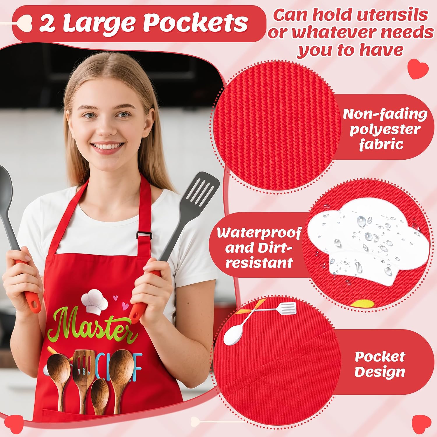 R HORSE 2Pcs Adults Kids Matching Apron Set - Parent and Child Adjustable Kitchen Apron with 2 Pockets - Mommy and Me Matching Gift for Women Kid Cooking Baking Painting Training Gardening