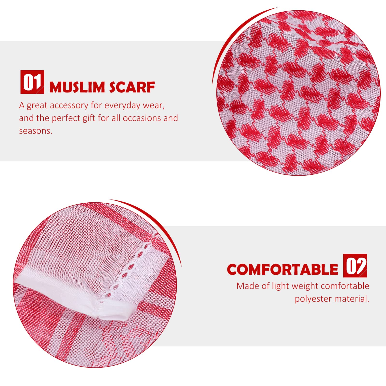 VALICLUD Arabisches Kopftuch Herren 55X55 Zoll Leichter Polyester Keffiyeh Schal Traditionelle Arabische Kopfbedeckung Muslimischer Headwrap Für Ramadan Und Alltag