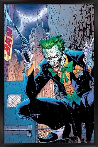 Trends International DC Comics - Póster de pared de The Joker - Bang, 22.375 x 34 pulgadas, versión enmarcada en negro Versión enmarcada Barnwood