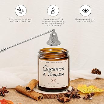 Auelife Fall Candle Set | 4 Pack Scented Candles for Home - Candle Gifts for Women Men, Soy Candles Home Scented | Autumn Fragrance of - Apple Pie/Cinnamon/Harvest/Wreath