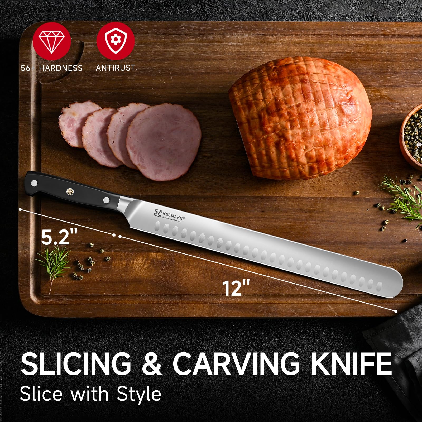 KEEMAKE Brisket Knife, 12" Carving & Slicing Knife with Ergonomic Handle — Amazon image 2