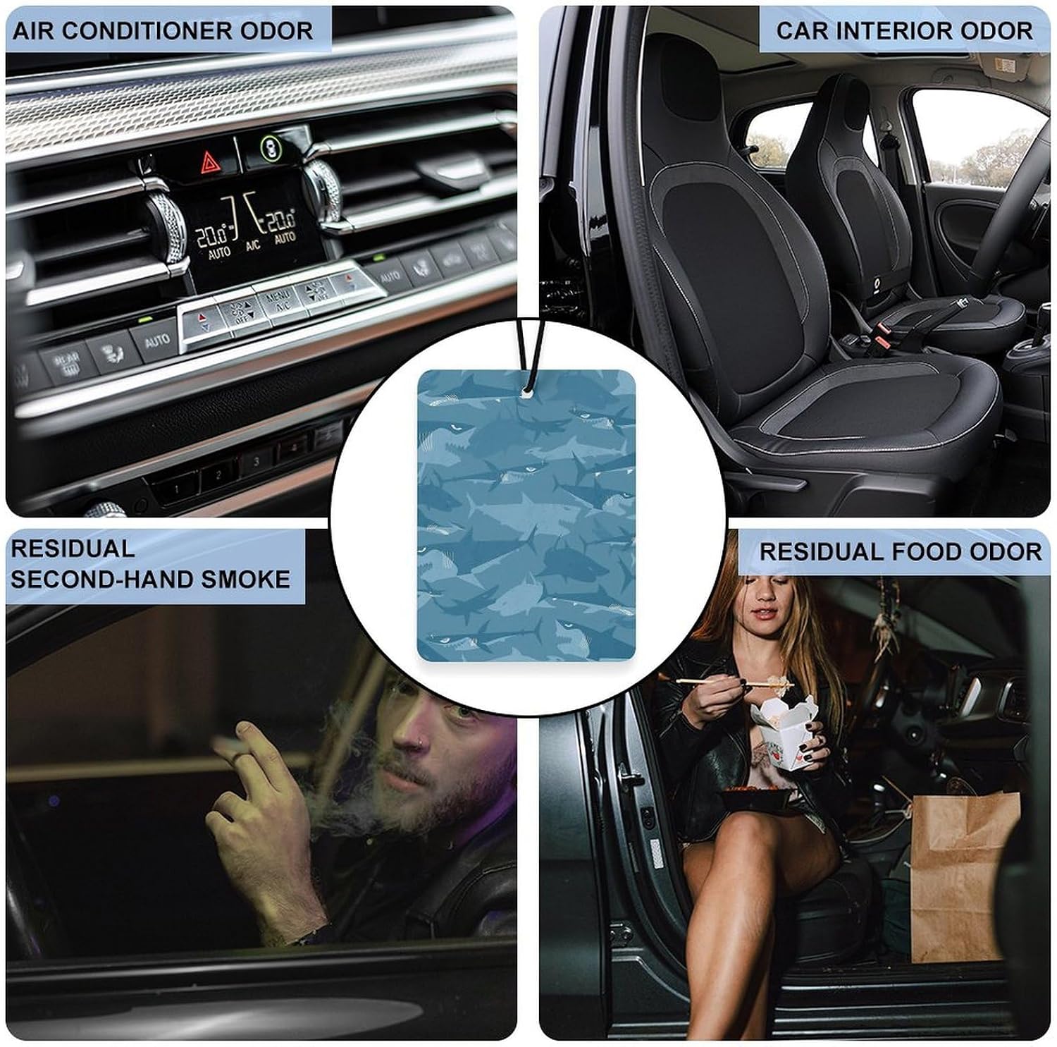 Shark Pattern Car Air Freshener Hanging Car Scent Cards Decor Interior Accessories