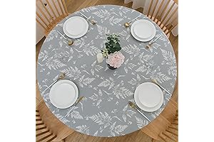 LIBERECOO Round Vinyl Fitted Tablecloth with Flannel Backing for 40"-44" Round Table