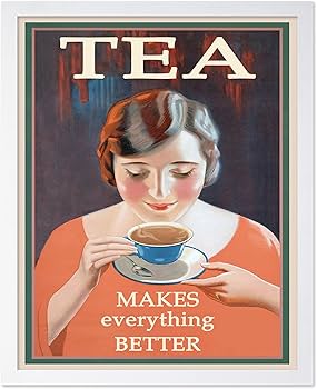 アンティーク　ポスター　Tea Coffee Amazon.com: Poster Master Vintage Tea Makes Everything Better