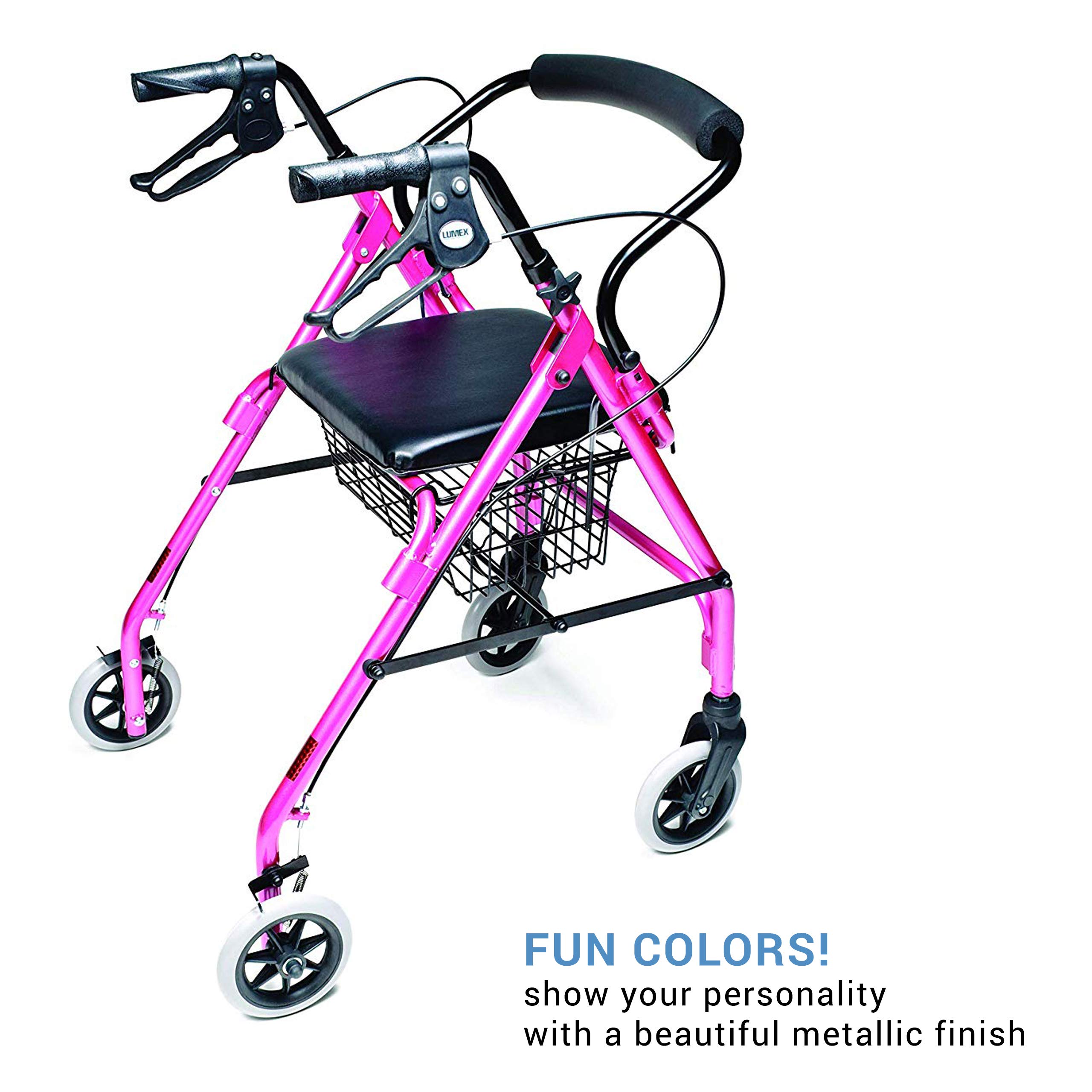 Lumex Walkabout Lite Rollator with Seat, Lightweight 14.5 lb.Walker, Large 6