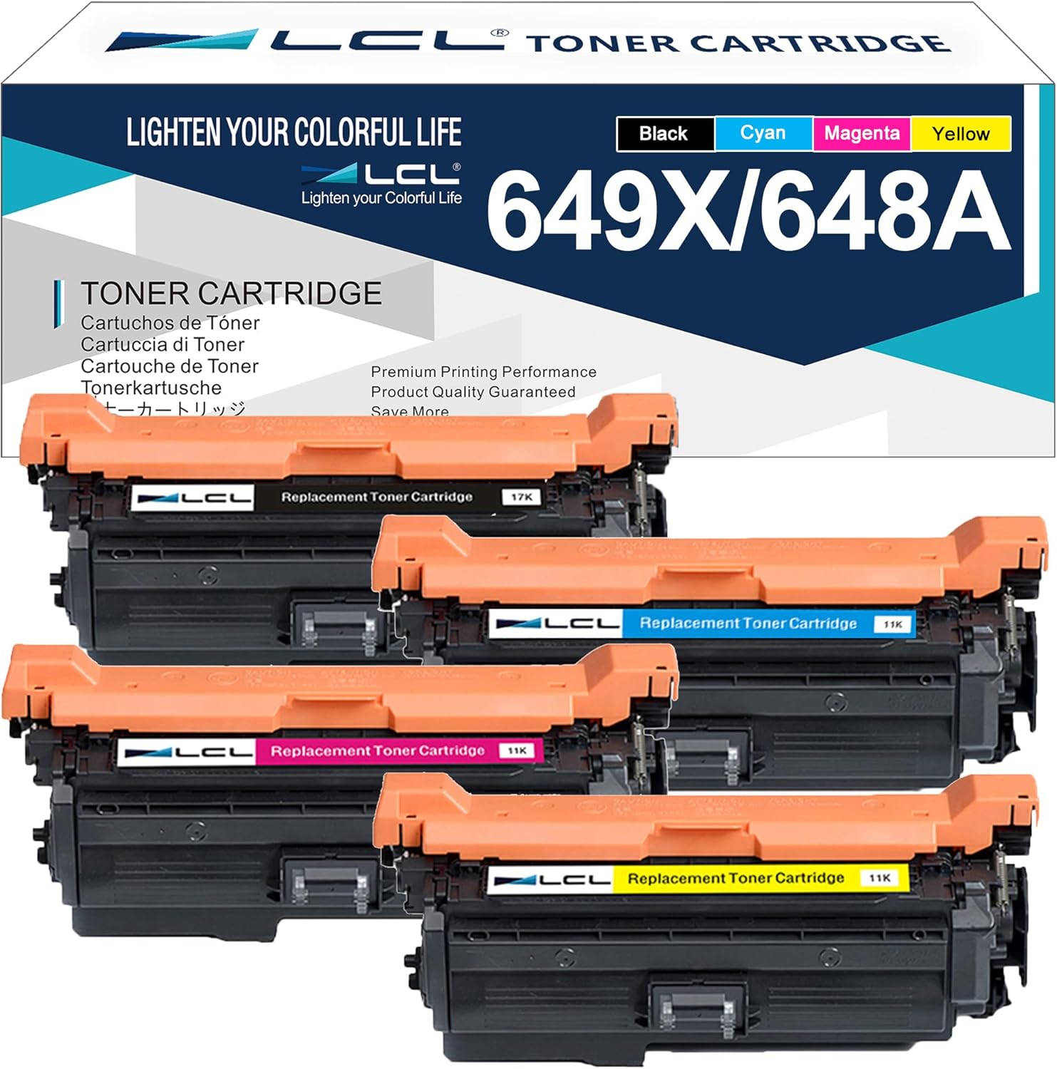 LCL Remanufactured 649X 648A Toner Cartridge High-Yield Replacement for HP CE260X CE261A CE262A CE263A for LaserJet Enterprise CP4525 CP4525dn CP4525n CP4525xh Printer (Black Cyan Magenta Yellow)