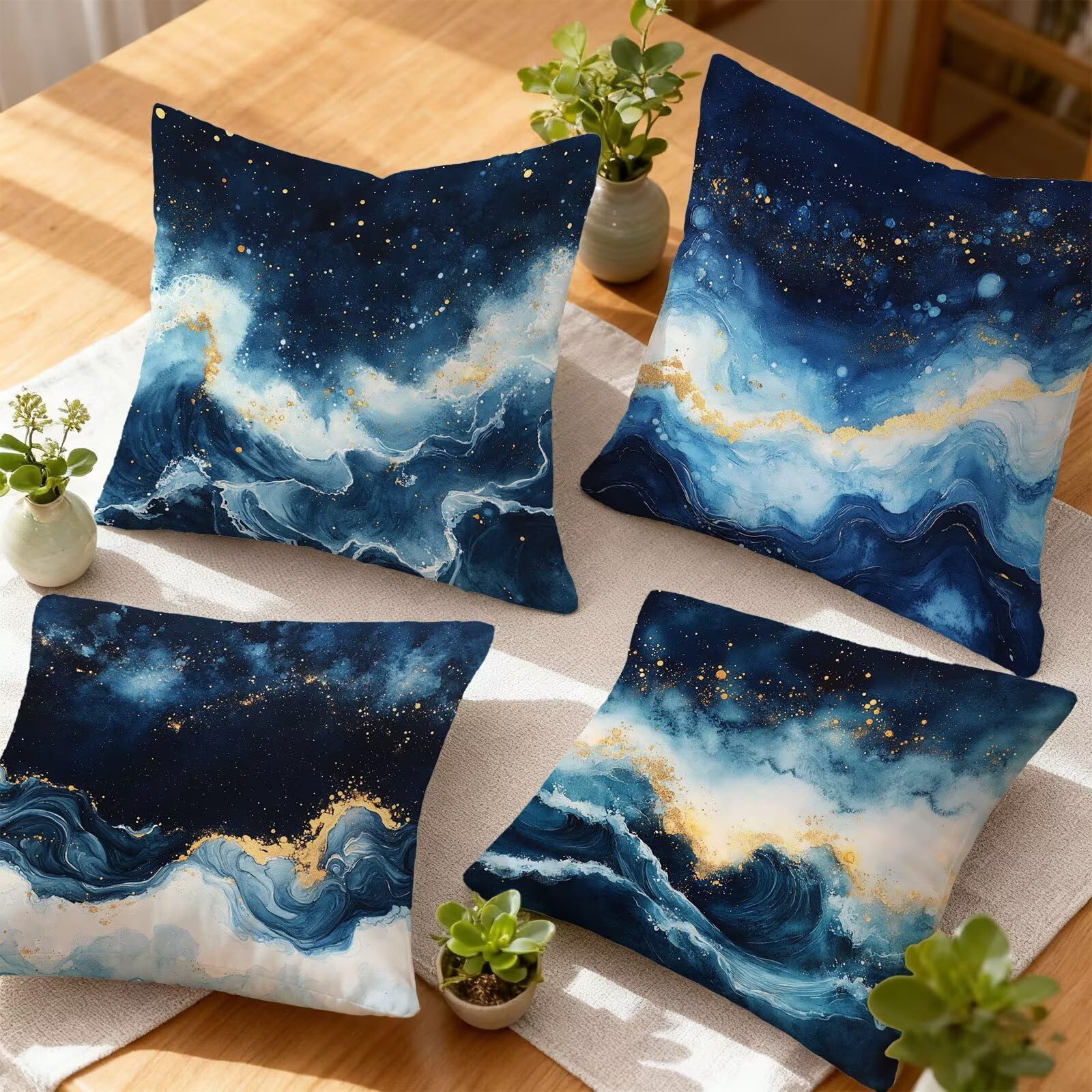 Azul Marino Funda Cojin 60x60 Blanco Funda Almohada 60x60 Cojines Sofa Súper Suave Fundas Cojines Decorativos Fundas Almohadas 4 Piezas Cervicales y Cuello, para Hogar Cama Salon Decoracion E - 661