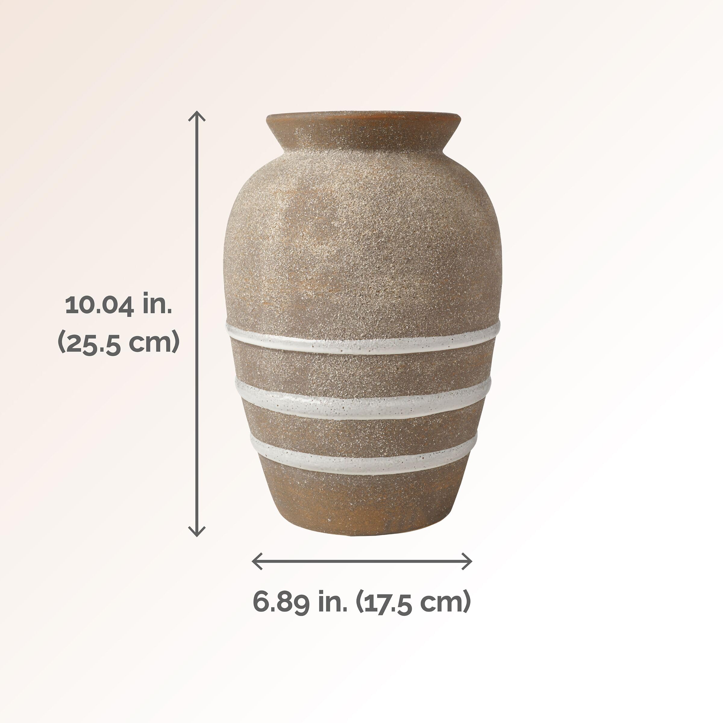 Mikasa Textured Stripe Ceramic Vase, 6.89x6.89x10.04, Multicolored, 25.40 cm - Image 2