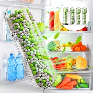 Fridge Deodorizer (4Pack), Visible-Process Fridge Odor Eliminator, Mini Refrigerator Deodorizer Odor Eliminator than Baking Soda for Fridge and Freezer & Activated Charcoal Odor Absorber