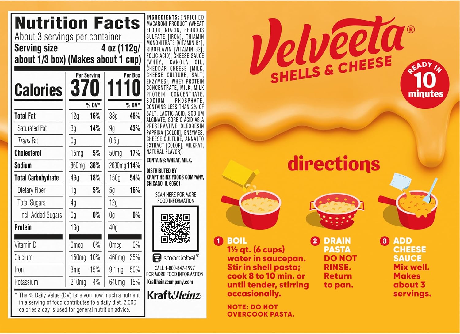 Velveeta Original Shell Pasta with Cheese Sauce Pack