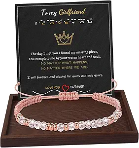 Btysun Morse Code Bracelets for Women Christmas Gift Stocking Stuffers for Teens Pink Braided Bracelets Inspirational Best Friend Birthday Gifts for Her High School Graduation Gifts for Her 2025 Mom Bracelet Jewelry