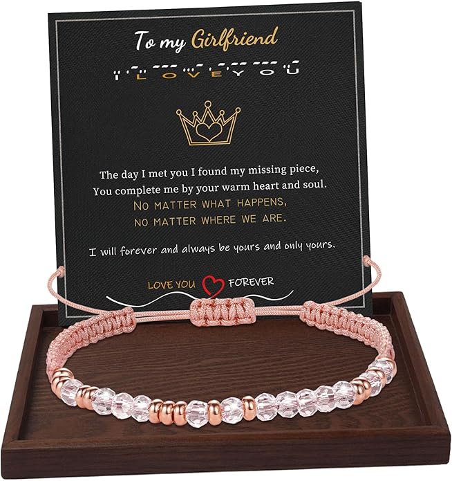 Btysun Morse Code Bracelets for Women Christmas Gift Stocking Stuffers for Teens Pink Braided Bracelets Inspirational Best Friend Birthday Gifts for Her High School Graduation Gifts for Her 2025 Mom Bracelet Jewelry