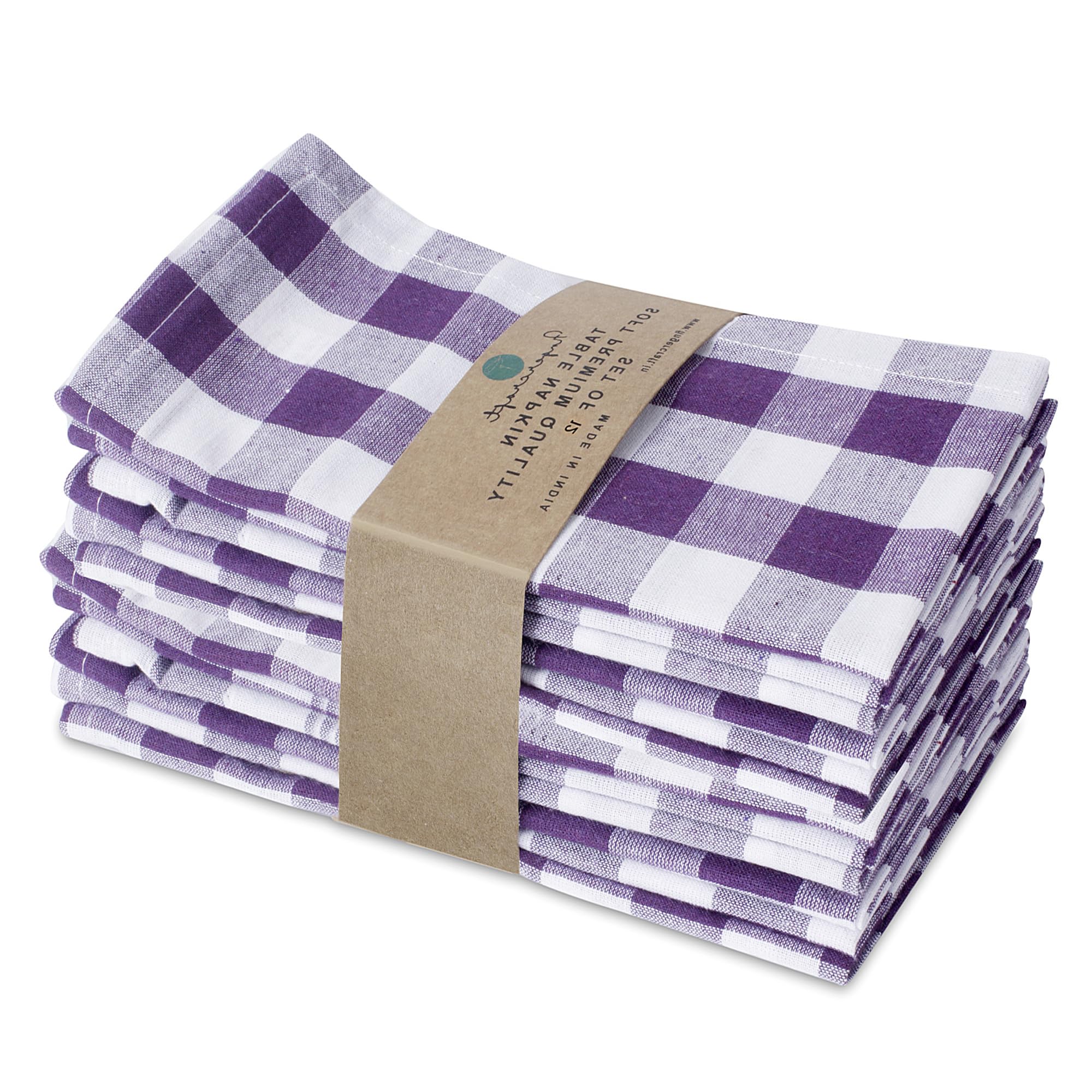 Dinner Napkins, Everyday Use,Premium Quality Cotton Buffalo Plaid Napkins Perfect for Parties Dinners Weddings Cocktail Christmas Napkins Cloth Washable & Reusable 20x20 NAP-Check-Purple White