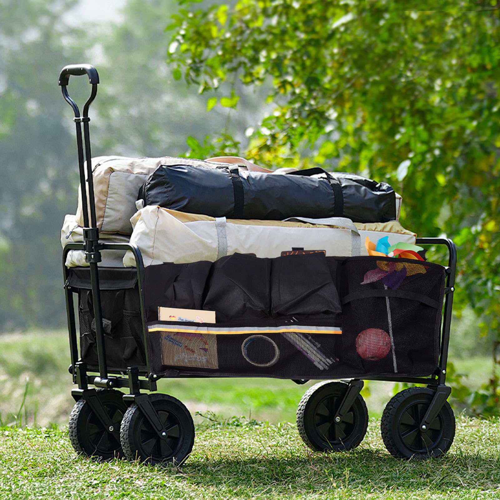 NICENEEDED Universal Zusammenklappbare Seitentasche Für Den Wagen Aufbewahrungsaufsatz Für Strandwagen Mit Großer Kapazität Umfangreiche Kompatibilitätsaufsätze Für Die Aufbewahrung von Gartenwagen