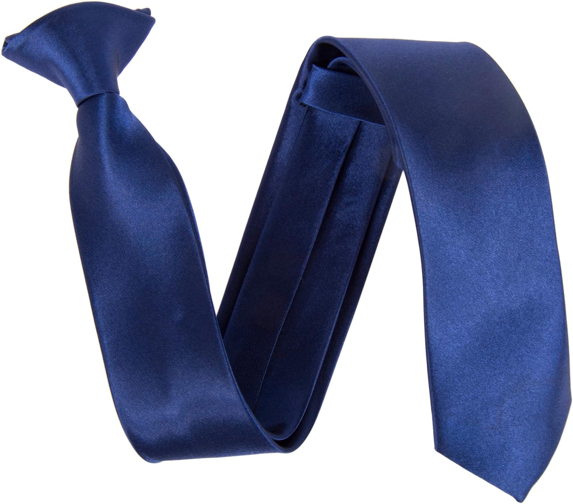 Kids Satin Clip On Ties - Navy Blue