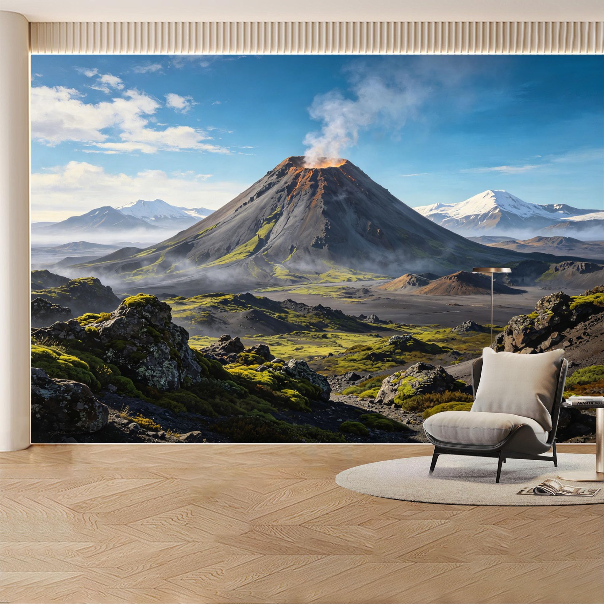 Kayorowalls Bh20260620074 Custom Wall Mural Wallpaper Volcano Landscape Nature 3D Effect Large Wall Art Mural Design Nordic Misty Luxury Removable Selfadhesive Large Photo For Living Room， Bedroom， Office