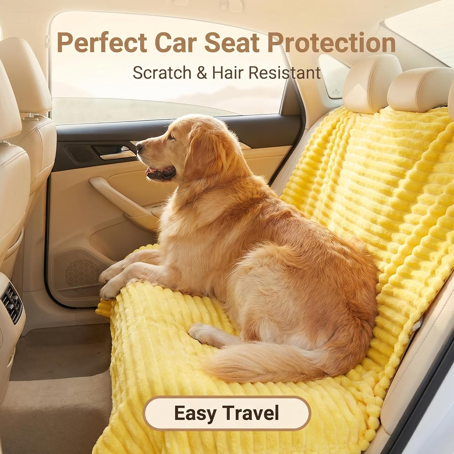 Emotional Support Blanket Yellow Dog Blanket for Dogs, Calming Security Pet Blanket, Polyester Material, Machine washable for Kennels Sofas Beds Car Seats (1, Bright Yellow, 70*100cm/27.55*39.37in)