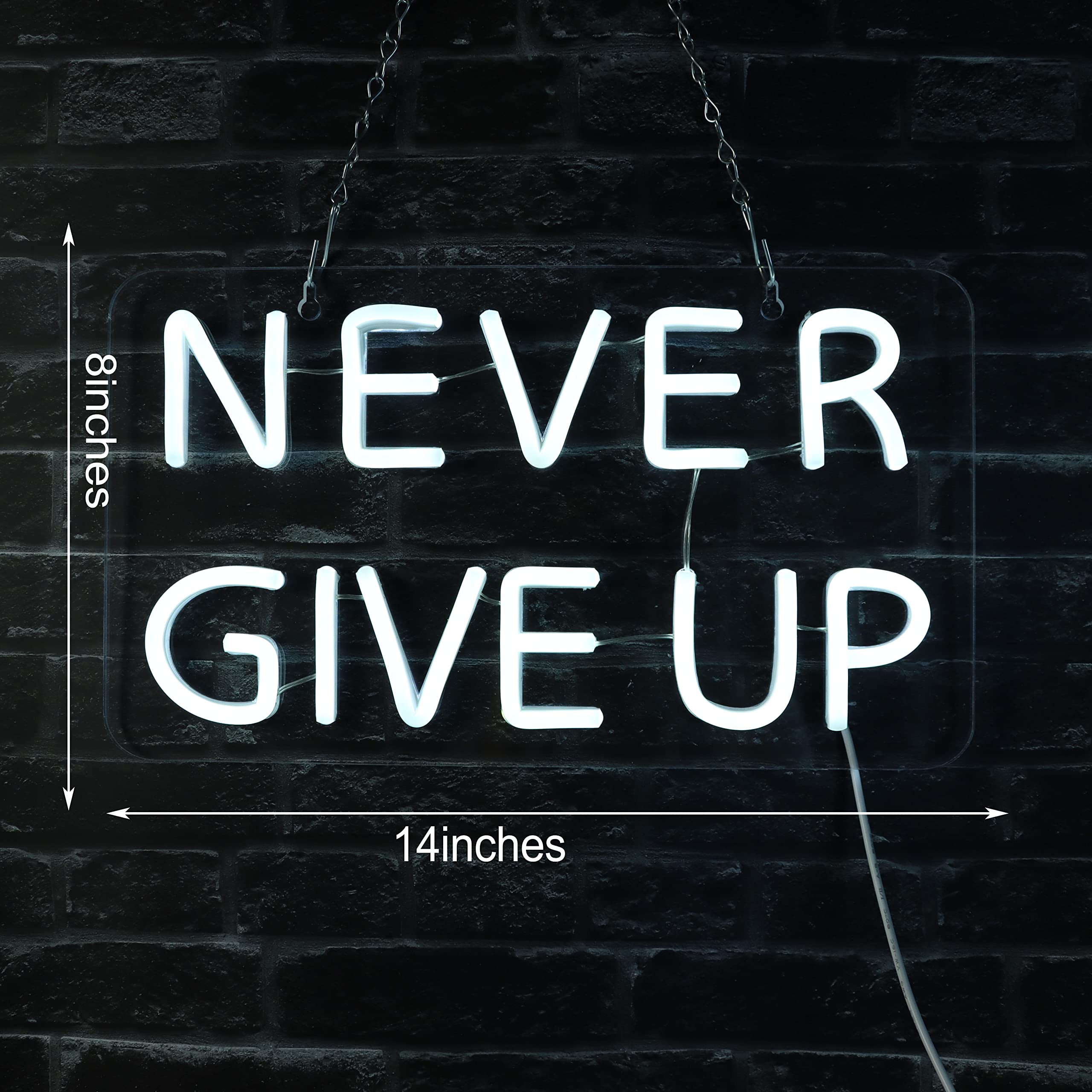 Vinray Never Give Up Neon Sign for Wall Decor,Inspire Slogan for