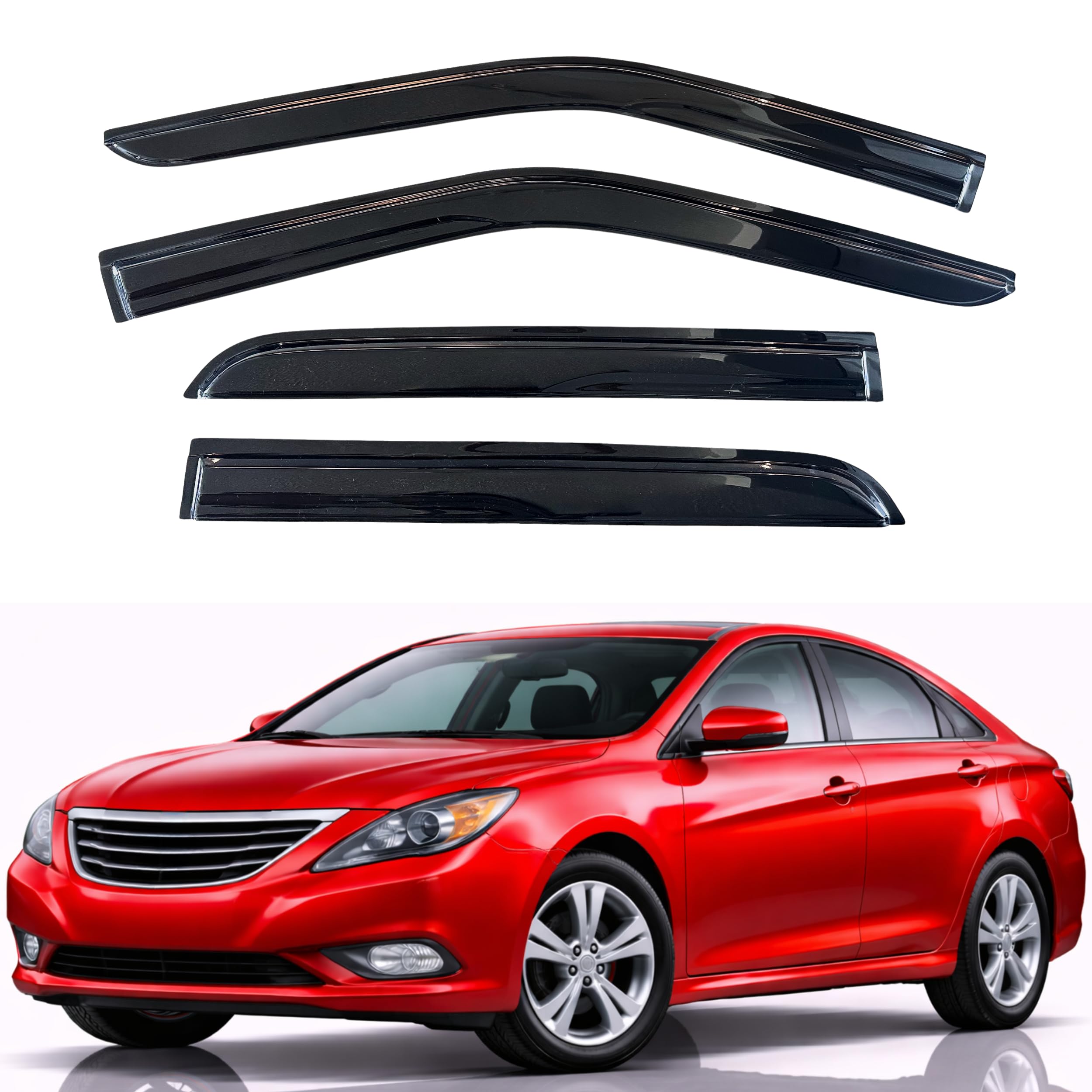 KPY Rain Guards Fit for 2011-2014 Hyundai Sonata, Out-Channel Window Visors Vent Wind Deflectors 4PC, Car Accessories for 2011-2016 Hyundai Sonata