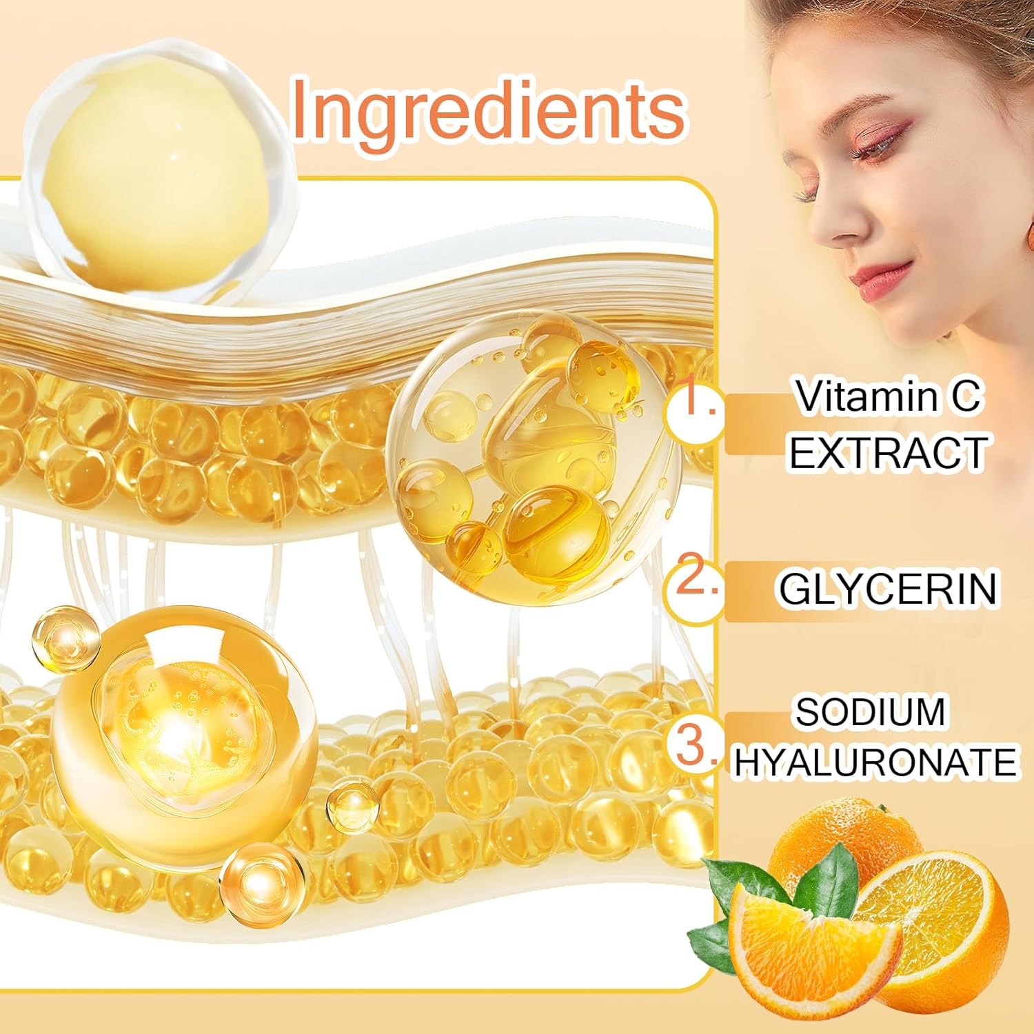 Vitamin C Face Skincare Set,9 Pcs Vitamin C Skin Care Set with 3 Honey Face Masks,Soap Bar, Wash,Toner, Serum, Moisturizer Cream,Eye Cream,Moisturizing Skin Care Kit - Image 4