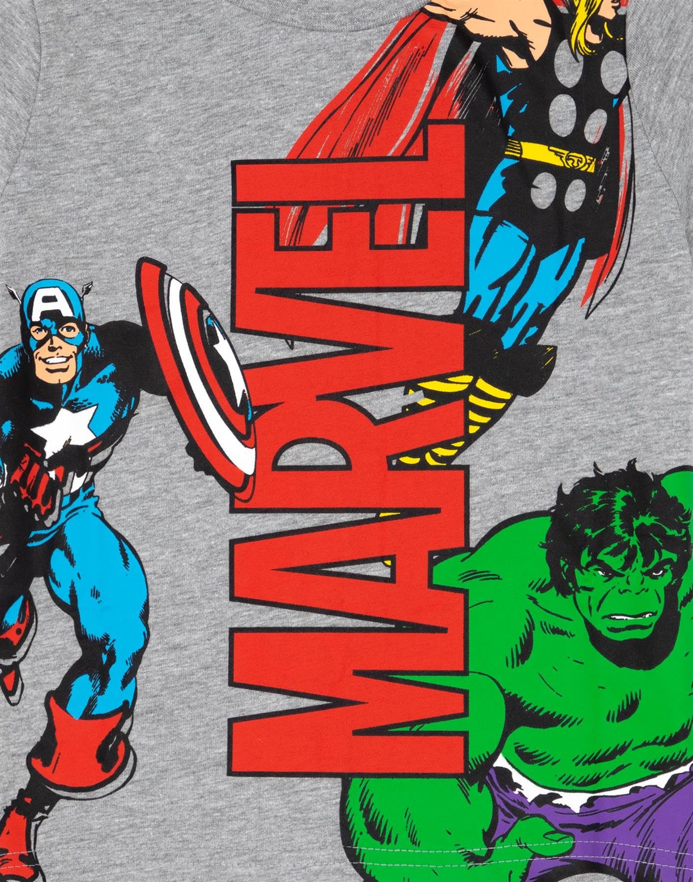 Marvel Pijama Niño Gris/Negro | Niño Thor Iron Man Hulk Capitán América Superhéroe Camiseta Shorts Cortos Pjs Set | Película Cómics Personajes Mercancías Regalos