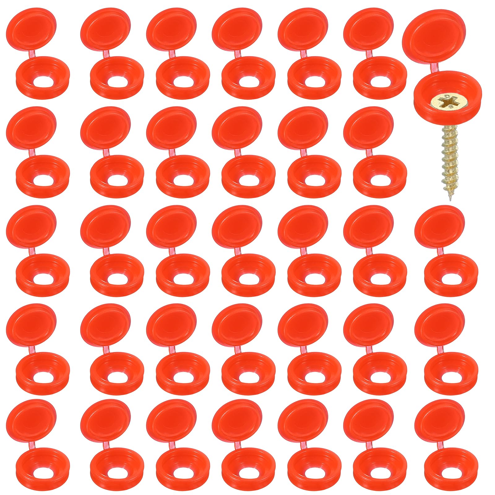 YELARXI Screw Snap Covers, Plastic Hinged Screw Cover Caps Shutter Screws Fold Snap Washer- Fitting for (Windows - Railings - Home Furniture - Cabinets) 5 mm & 200 Pack & Bright Red