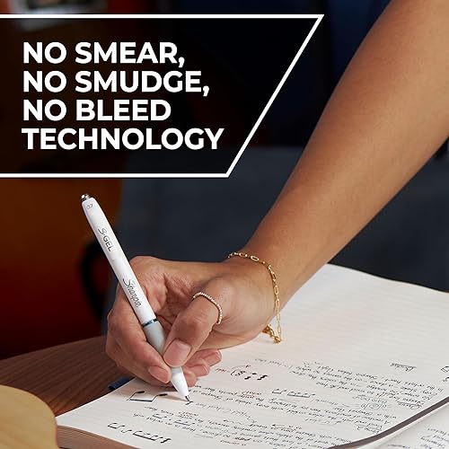 Miniatura 6 de SHARPIE S-Gel, bolígrafos de gel, punta media (0.028 in), bolígrafos de tinta de gel negro, rojo y azul, 4 unidades