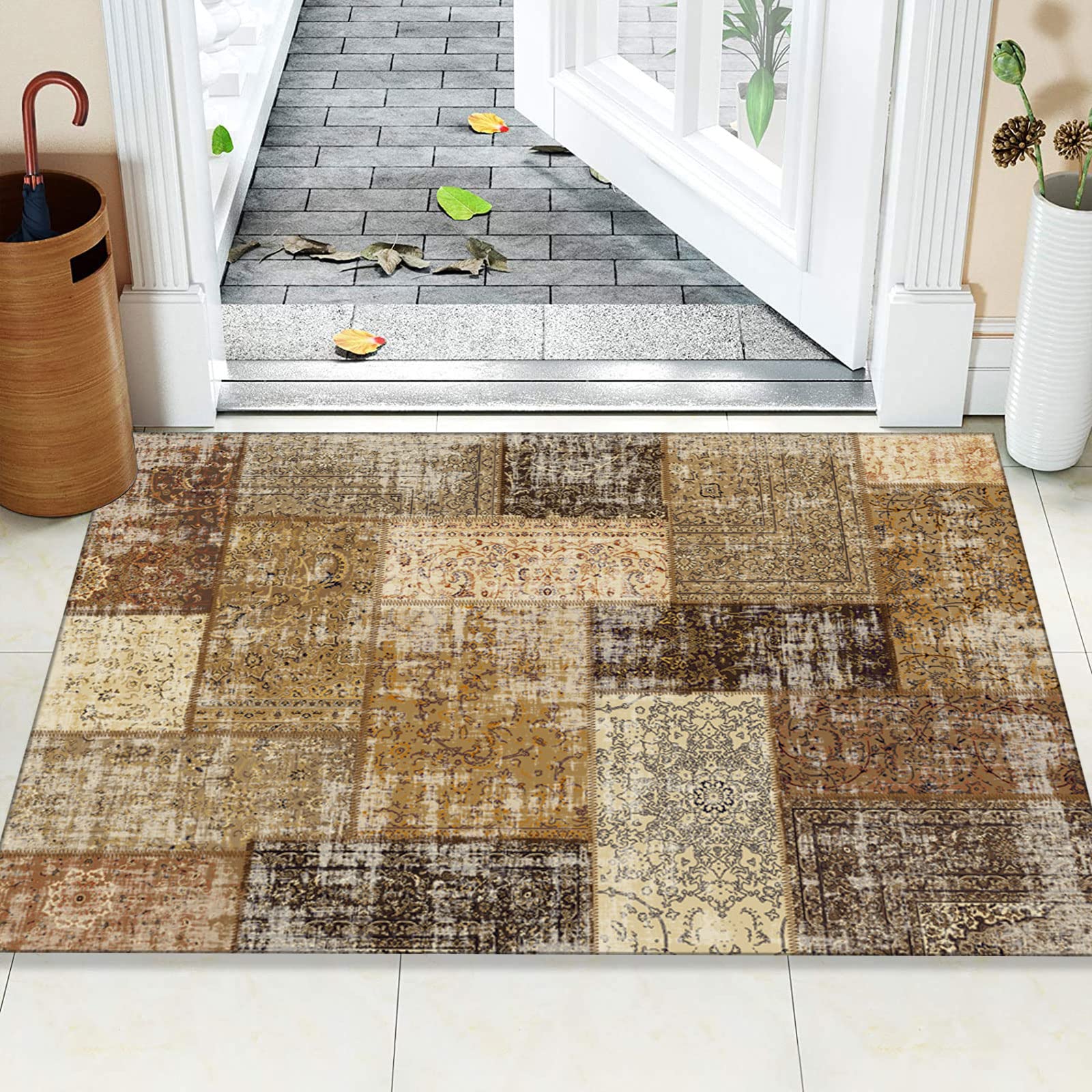 Läufer Teppich Flur Küche Rutschfest Teppich Vintage Abstrakt Blumenmuster Vielseitige Wohnkultur