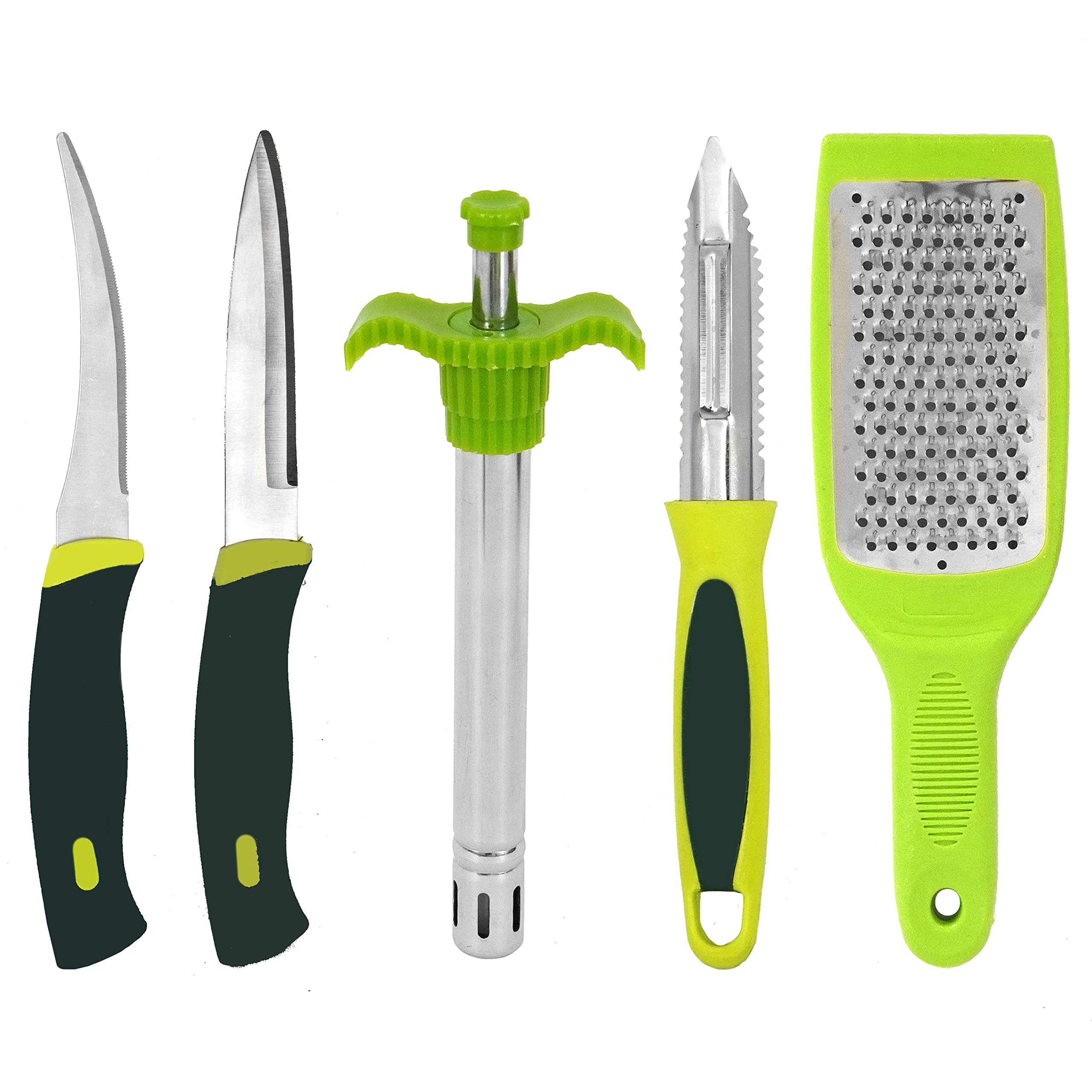 See full amazon price history chart for TULMAN 5pcs Multipurpose Kitchen Combo Knife Set Kitchen uitility Combo-Vegetable Cutter with Peeler,Cheese/Ginger Grater & Stainless Steel Gas Lighter with 2 Knife - Green TULMAN 5pcs Multipurpose Kitchen Combo Knife Set Kitchen uitility Combo-Vegetable Cutter with Peeler,Cheese/Ginger Grater & Stainless Steel Gas Lighter with 2 Knife - Green (B0C1BDYJFL) Amazon Price History, Amazon Price Tracker