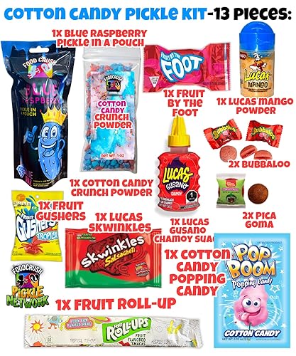 Vista 36 de Kit de encurtidos de frambuesa azul con bolsa de regalo Takis-Mexican Candy (Dulces Mexicano) con Takis, Fruit Roll up, gushers, salsa de chamoy