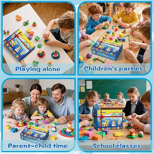 Miniatura 6 de Arcilla seca al aire para niños, kit de arcilla para modelar de 158 colores, juego de manualidades para escuela, seguro y no tóxico, cumpleaños para