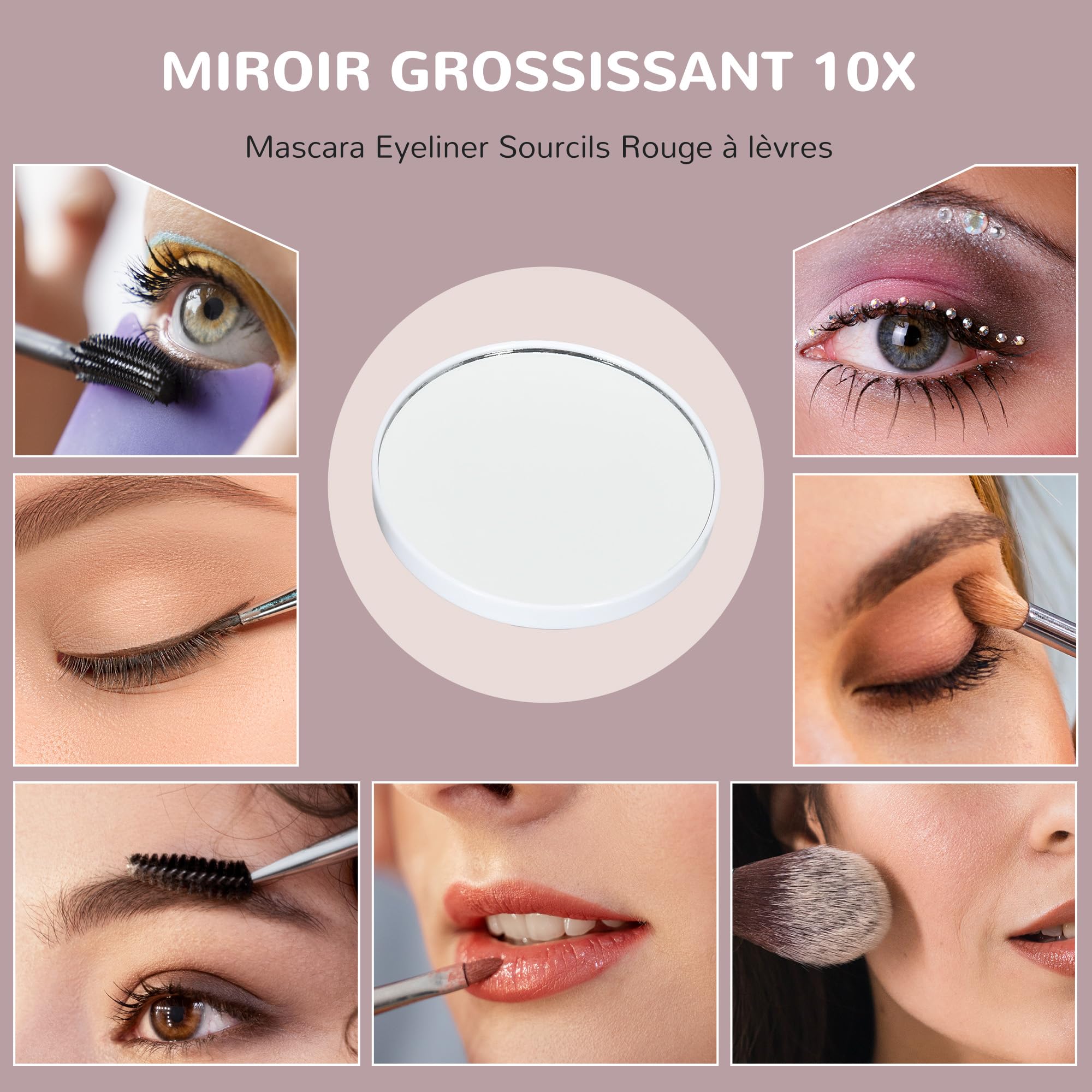 HOMCOM Miroir Maquillage Hollywood Lumineux 15 LED Dimmables 63 x 50 cm | Miroir Coiffeuse, Glossissant 10X, Charge USB, Support de Téléphone, Rotation à 360°