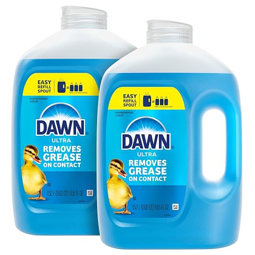 Dawn Ultra Original Dish Soap Refill Jug Large Size Blue Liquid Dishwashing Detergent, Powerful Soap for Grease, 51.5oz (Pack of 2)