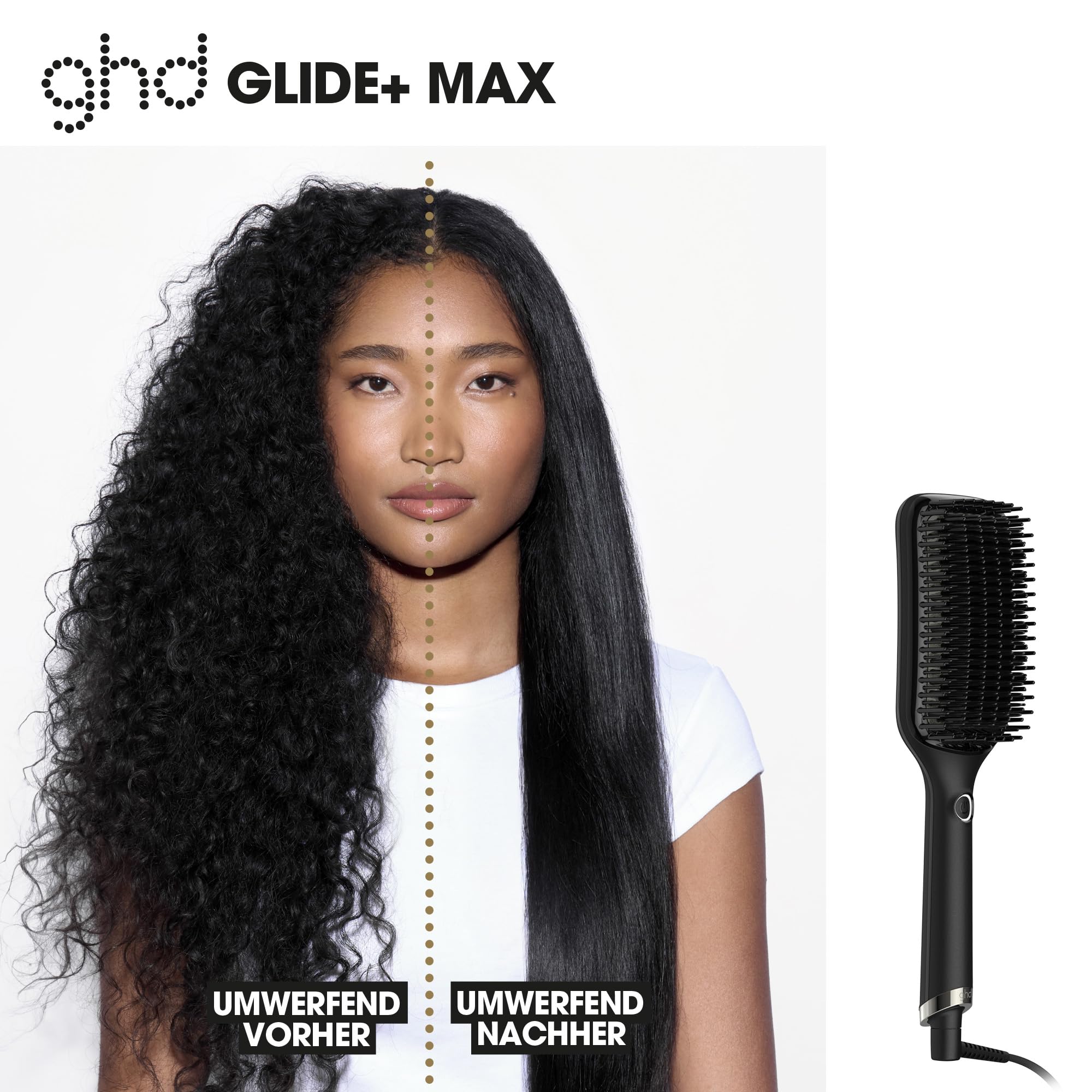 ghd glide+ max Hot Brush: Haarglätter Bürste für dicke & lockige Haare | Hot Brush für schnelles & einfaches Styling, sleeke Haare in nur einem Stylingzug, Anti Frizz, ohne extreme Hitzeschäden