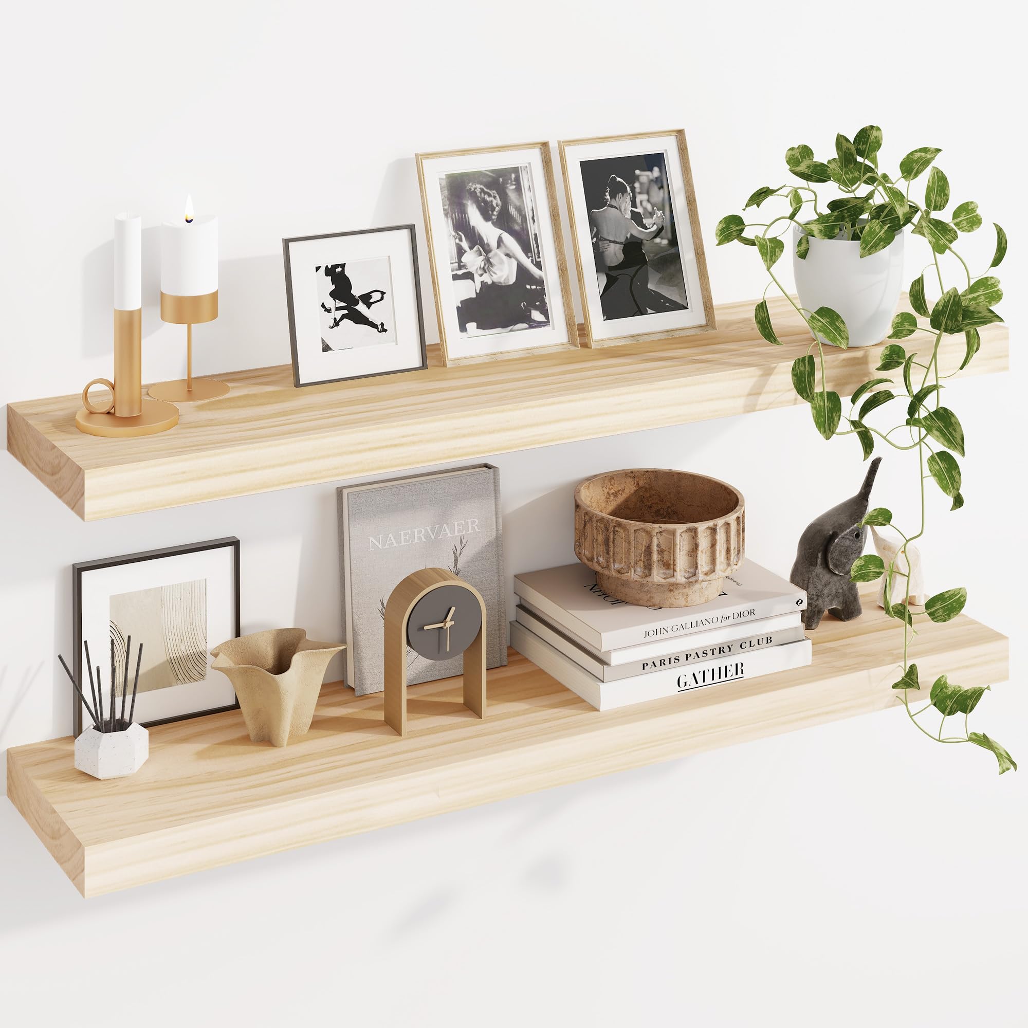 PASTIMEFACTORY×WHATWEWANT SOLIDWOODSHELF Amazon.com: Fun Memories Floating Shelves for Wall, 36