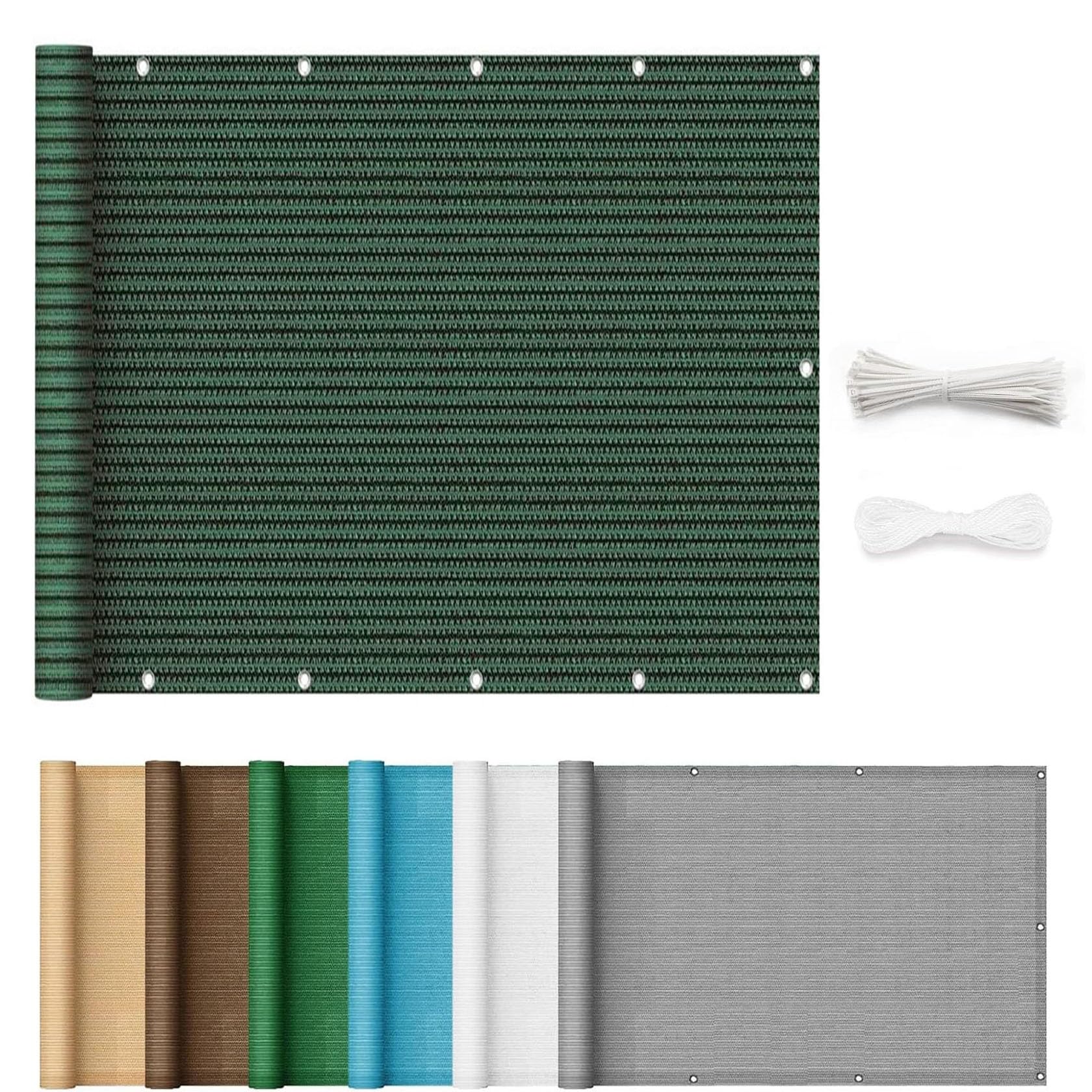 Telo Frangivento per Balconi 120 x 200 cm Protezione UV Resistente Al Vento Telo Copri Balcone Recinzione Copertura con Fascette per Balcone Giardino Esterno, Verde Scuro