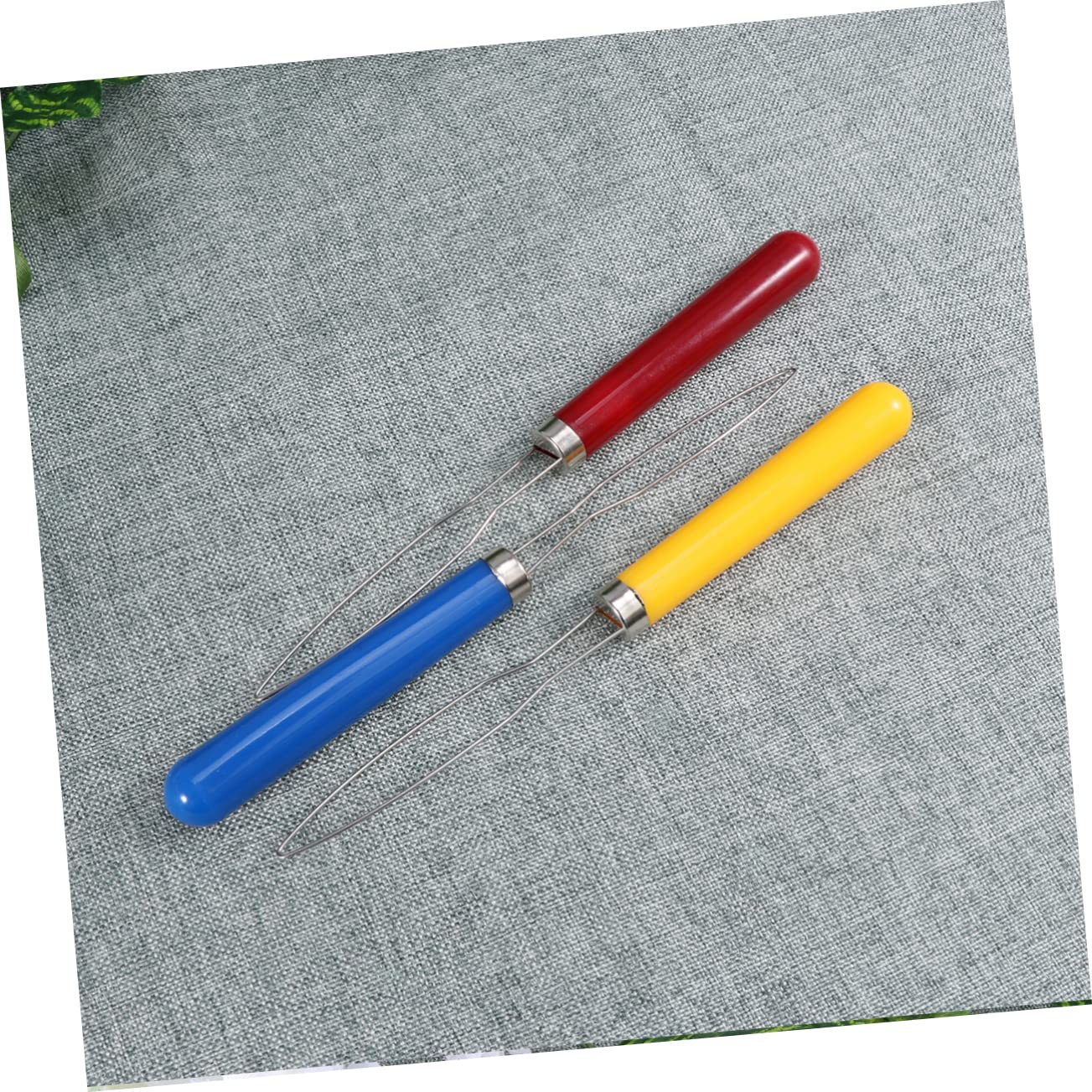 COLLBATH 3pcs Button Assist Devices for Elderly Stainless Steel Wooden Grip Button Hook Helper Red Patterns Easy One-Hand Operation