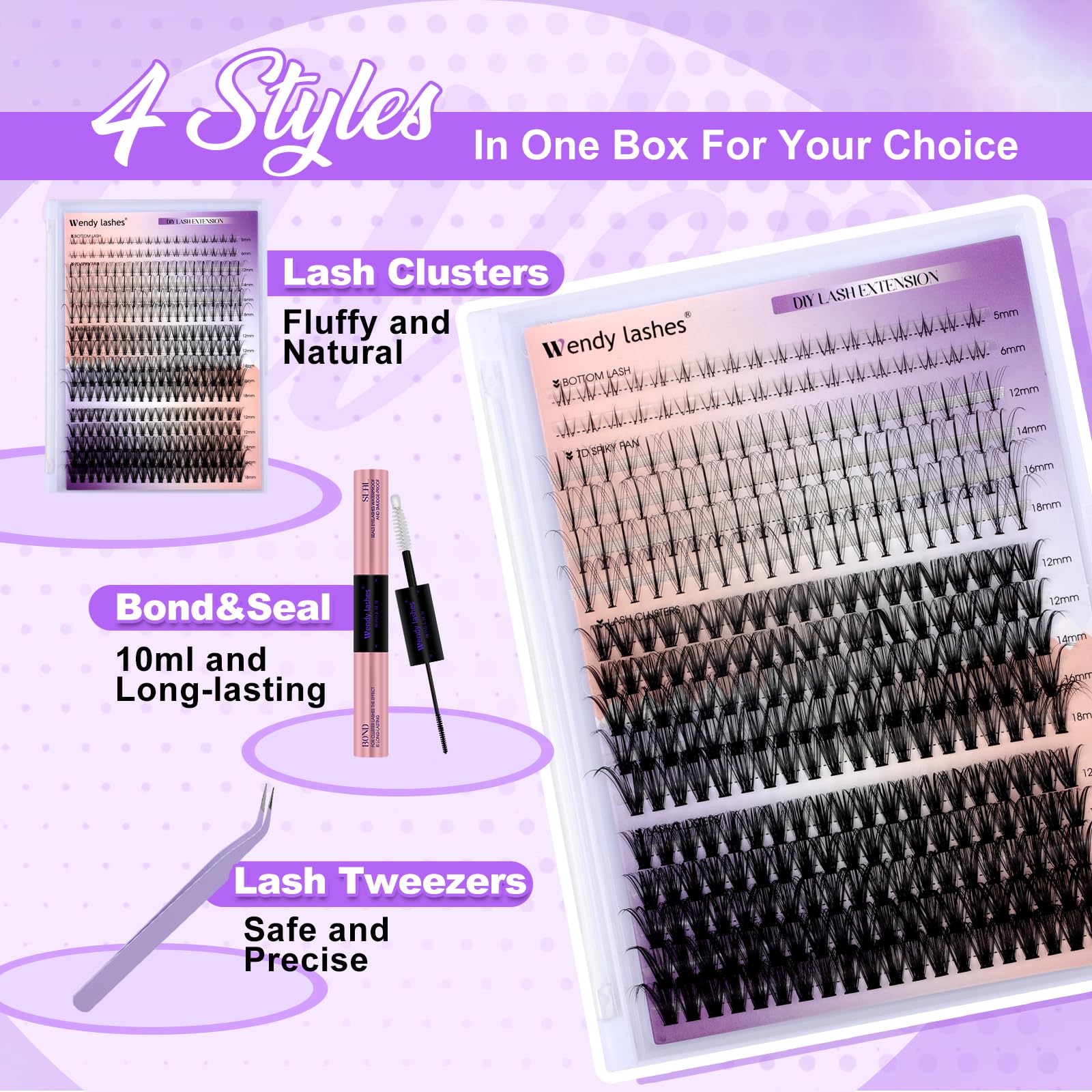 Cluster Lashes Kit Wispy 4 Styles - Image 2