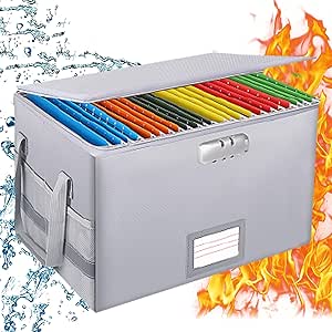 LM Active Fireproof Document Box, Water-Resistant File Organizer Box ...