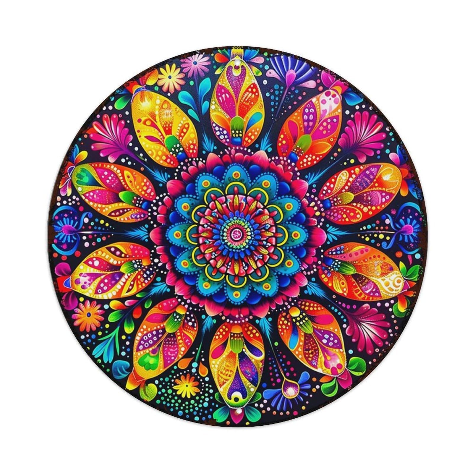 Vibrant Floral Mandala Pattern Print_4 Retro Metal Tin Sign, Vintage Metal Poster for home, Gaming Room, Studio Workshop,Bar,Garage Wall Art Decor 8x8 inch