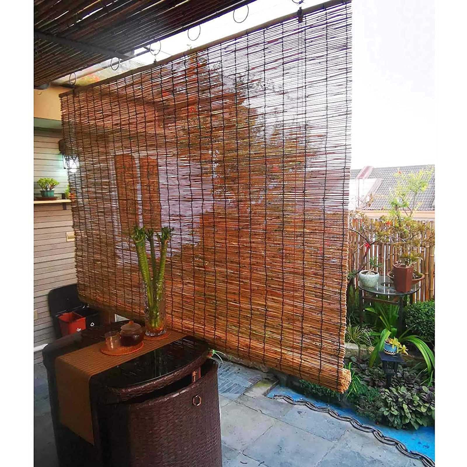 Rideaux en Roseau,stores Enrouleurs en Bambou Avec Poussoir,rideaux Romains Rétro Naturels Largeur 50/60/80/90/130cm,stores en Bambou Filtrant La Lumière Intérieur/extérieur,100x160cm/39.5*63in