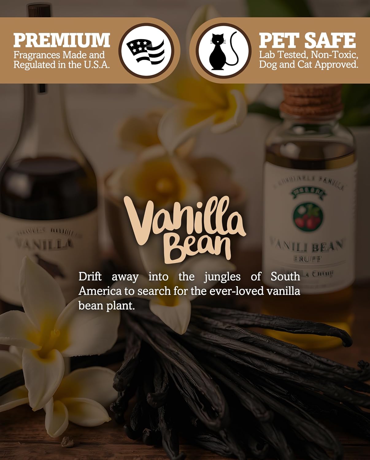 Vanilla Bean Highly Scented Natural 3 Wick Candle, Essential Fragrance Oils, 100% Soy, Phthalate & Paraben Free, Clean Burning, 14.5 Oz. - Image 4