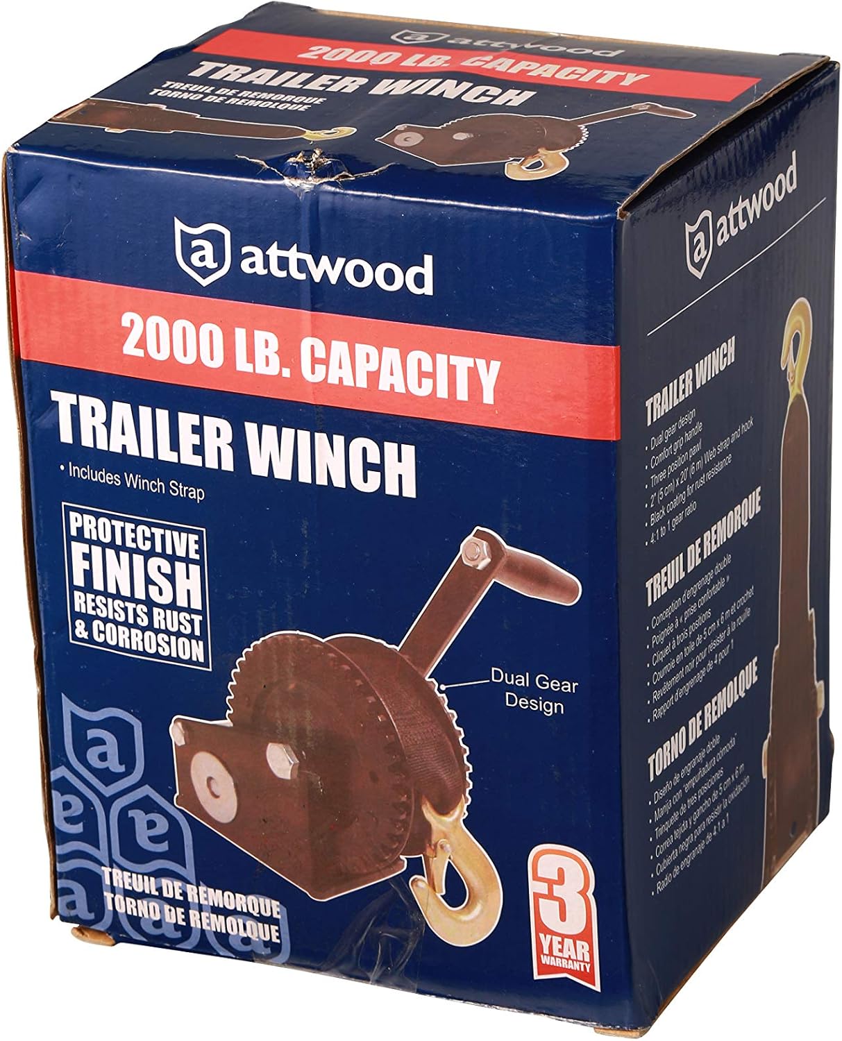 Attwood Boat Trailer Winch – 4:1:1 Gear Ratio, Multiple Drives Available