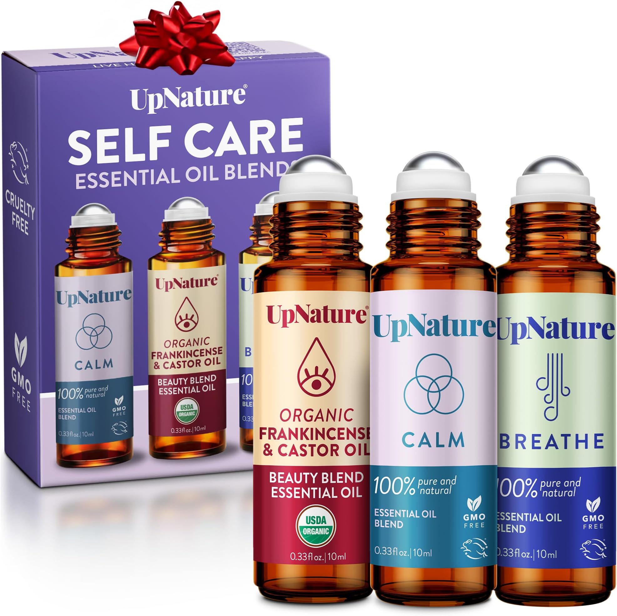 UpNature Self Care Essential Oil Roll On Set (3 Pack) – Gifts for Mom, Relief Relaxation Gifts for Women – Essential Oils Aromatherapy Rollers - Breathe, Beauty & Calm
